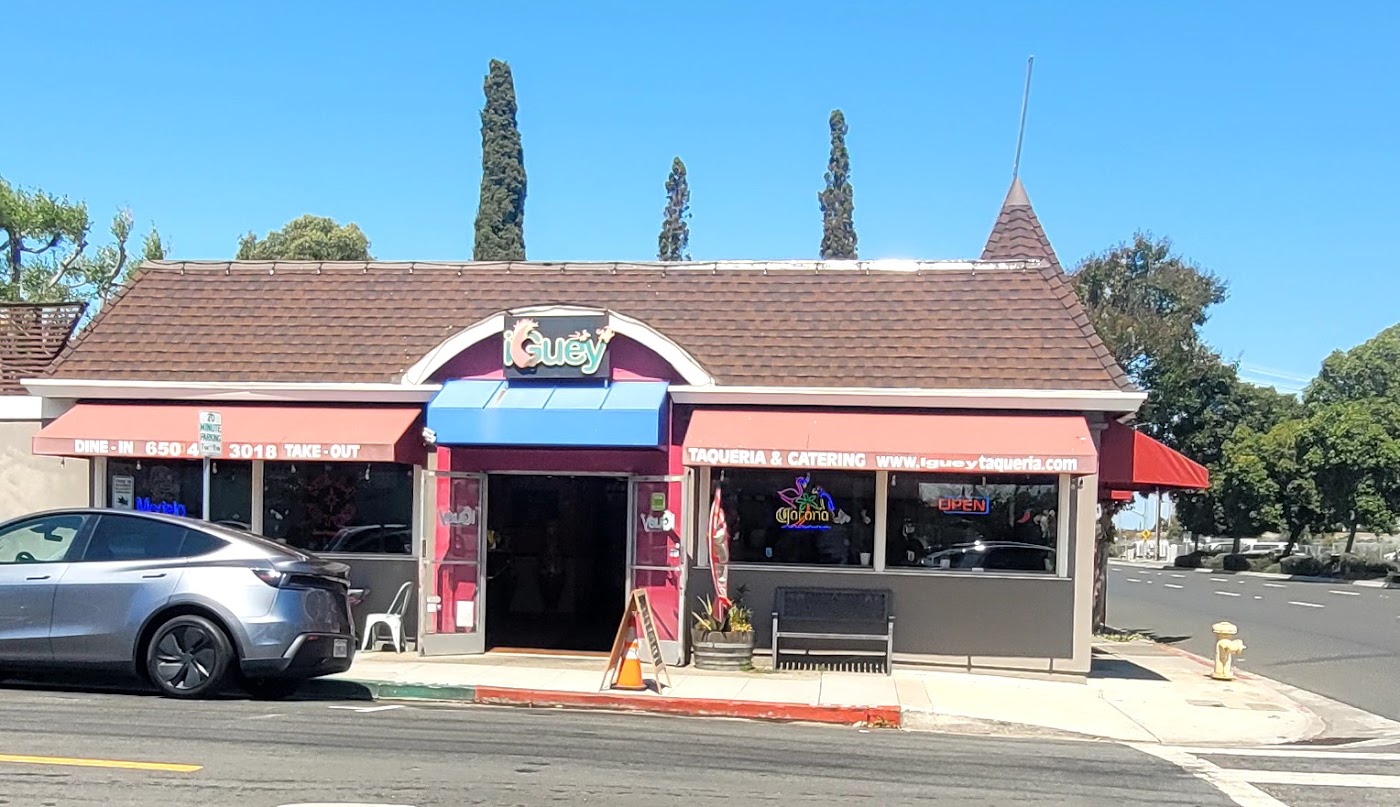 The iGuey Taqueria storefront at 1494 West El Camino Real in San Carlos